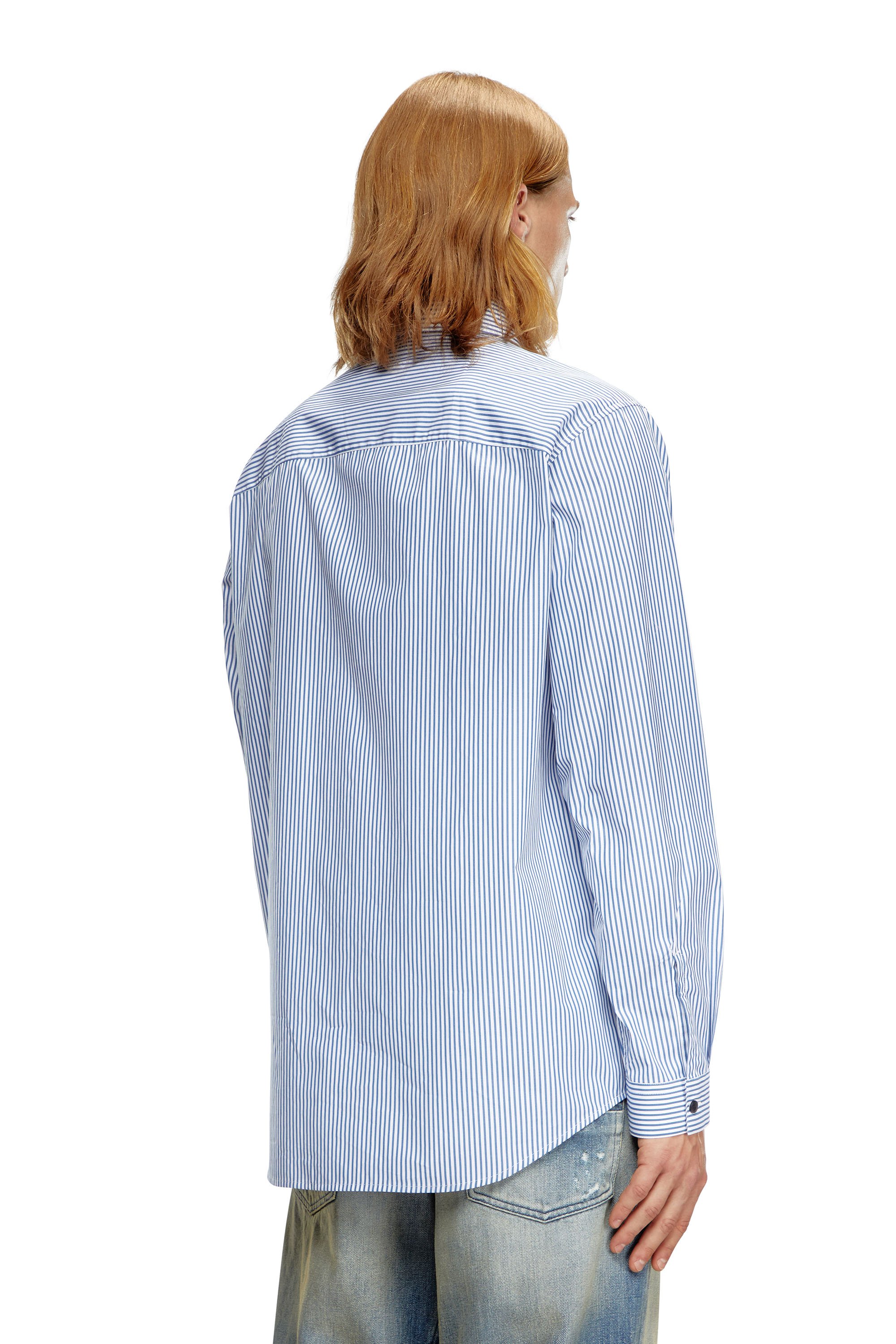 Diesel - S-SIMPLY-E, Man's Striped shirt with Oval D embroidery in Blue - 4